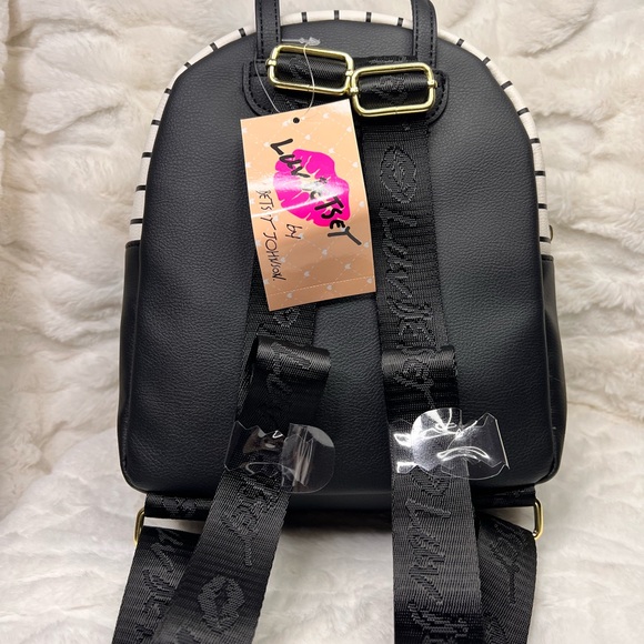 Betsey Johnson Pink and Black Quilted Backpack with Gold Chain main image 10